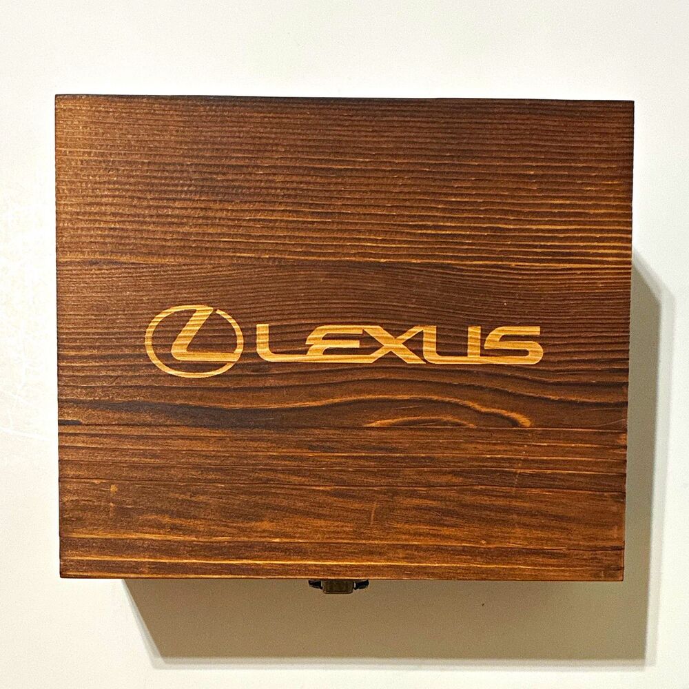 Lexus Marquee Club 10 Piece Whiskey Glass Set Wood Box Bourbon Scotch Rocks